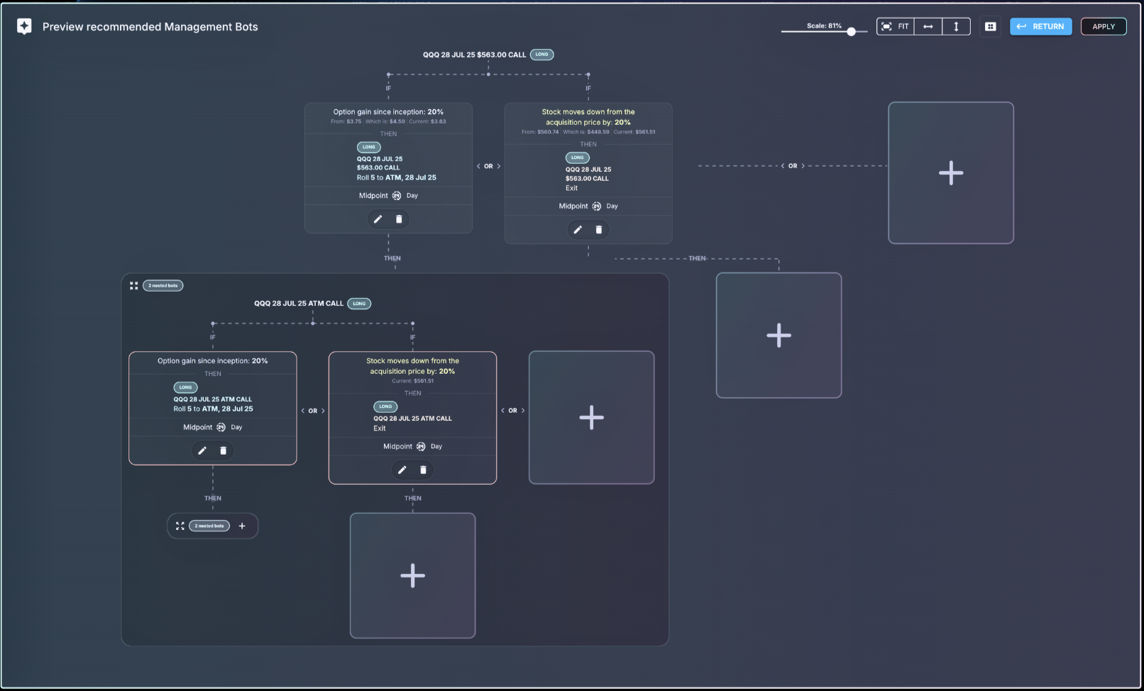 Set Management Bots interface screenshot